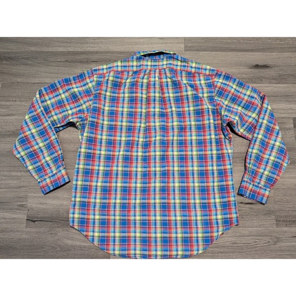 Ralph Lauren Men's Multicolor Plaid Linen Cotton Blend Long Sleeve Shirt Size XL - Picture 9 of 9
